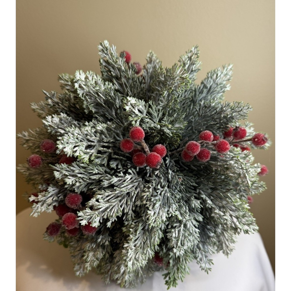 Martha Stewart Seasonal Decor Fir & Pip Berry 9" Hanging Christmas Ball, New